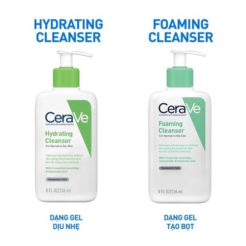 Sữa Rửa Mặt CeraVe - Màu Sắc Xanh Lá Hydrating 236ml